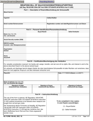 Document preview: AE Form 190-6G Weapons Bill of Sale (English/German)