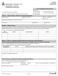 Form RCMP GRC1980 Suitability Screening - Canada