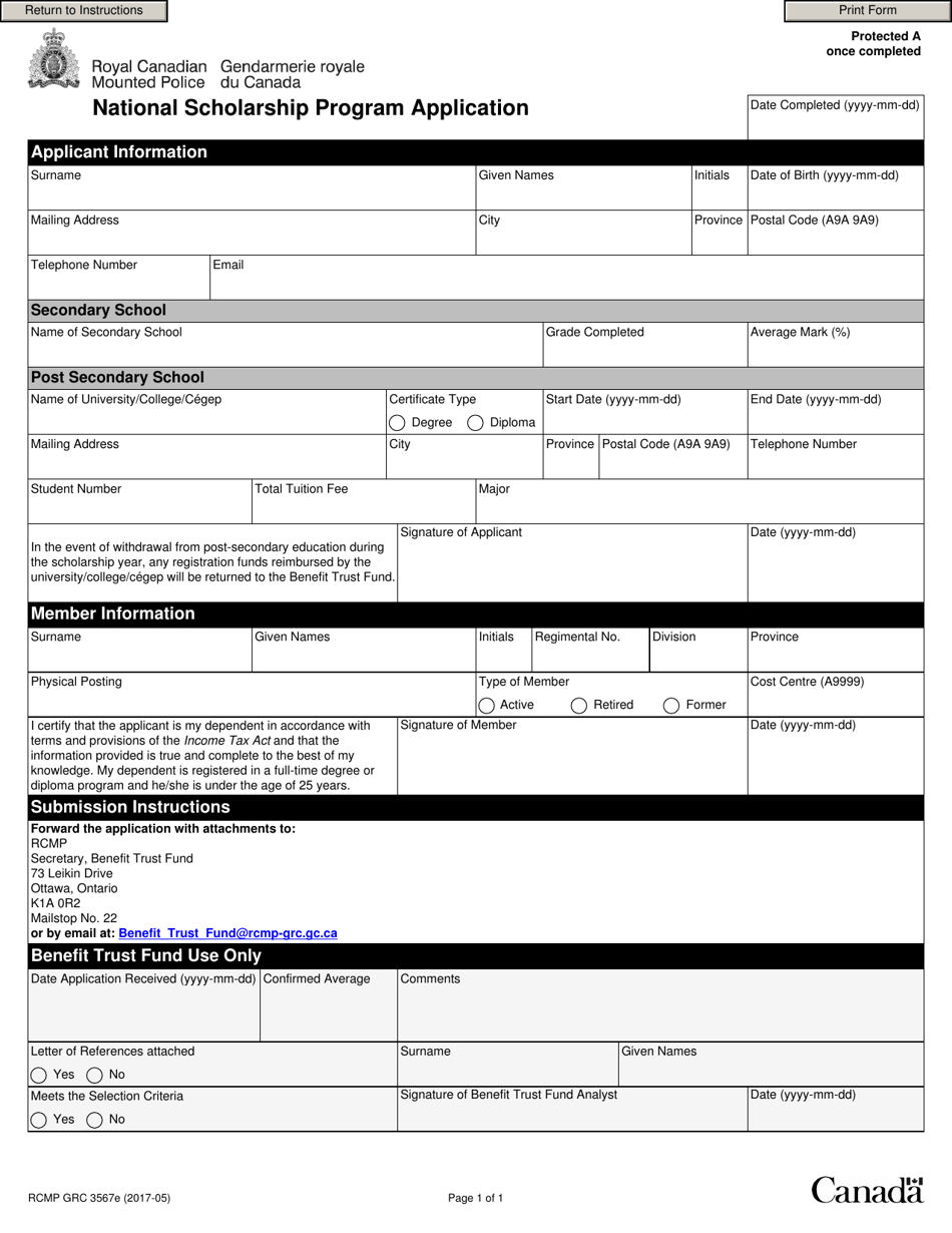 Form RCMP GRC3567 National Scholarship Program Application - Canada, Page 2
