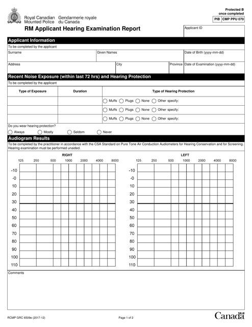 Form RCMP GRC6509 Rm Applicant Hearing Examination Report - Canada