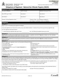Document preview: Form RCMP GRC4553 Obligations of Registrant - National Sex Offender Registry (Nsor) - Canada