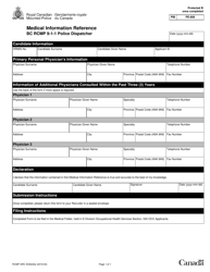 Form RCMP GRC ED6222 &quot;Medical Information Reference - Bc Rcmp 9-1-1 Police Dispatcher&quot; - Canada