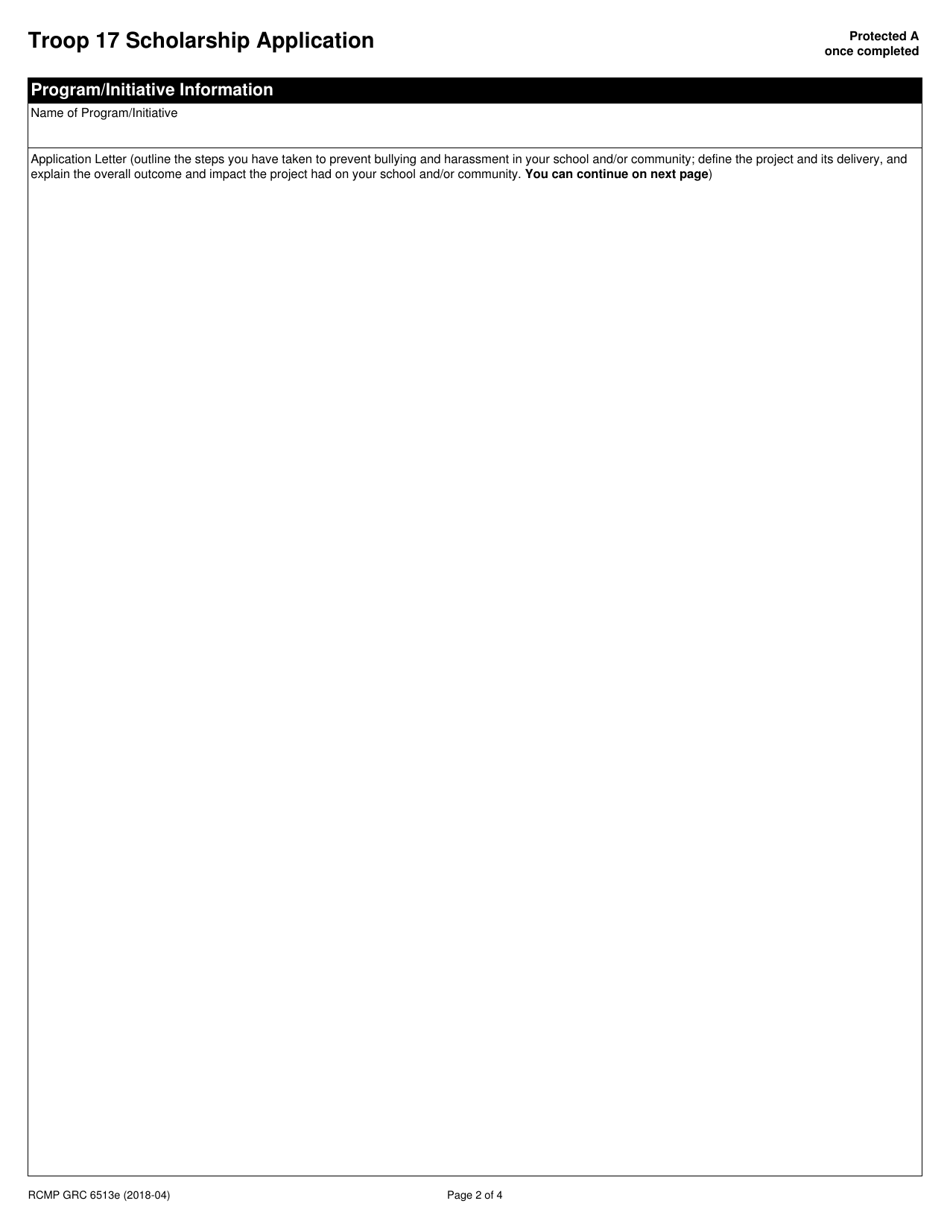 Form RCMP GRC6513 Troop 17 Scholarship Application - Canada, Page 3