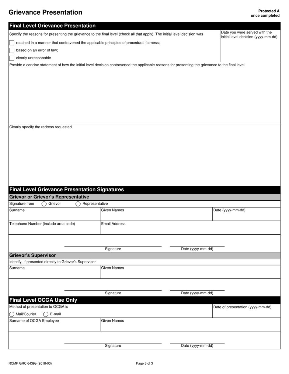 Form RCMP GRC6439 Grievance Presentation - Canada, Page 5
