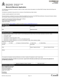 Document preview: Form RCMP GRC5186 Memorial Memento Application - Canada