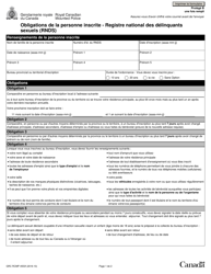 Forme RCMP GRC4553 Obligation De La Personnes Inscrite - Registre National DES Delinquants Sexuels (Rnds) - Canada (French)