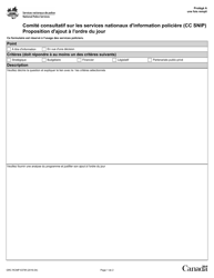 Document preview: Forme RCMP GRC6378 Comite Consultatif Sur Les Services Nationaux D'information Policiere (Cc Snip) Proposition D'ajout a L'ordre Du Jour - Canada (French)