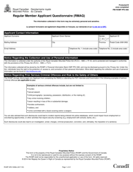 Form RCMP GRC5096 Regular Member Applicant Questionnaire (Rmaq) - Canada