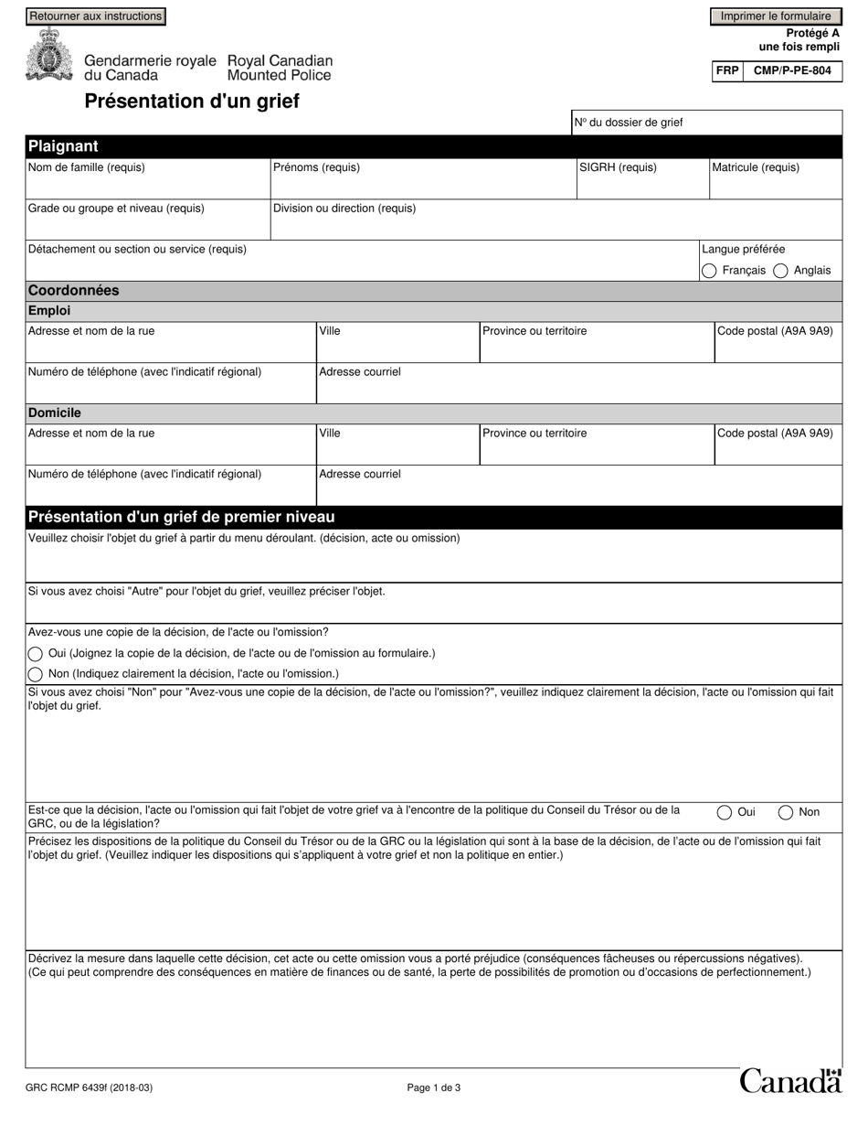 Forme RCMP GRC6439 Presentation Dun Grief - Canada (French), Page 3