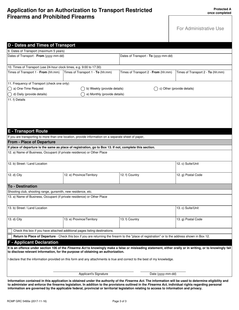 Form RCMP GRC5490 - Fill Out, Sign Online and Download Fillable PDF ...