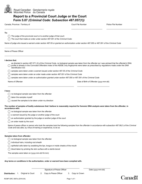 Form 5.07 (RCMP GRC3907)  Printable Pdf