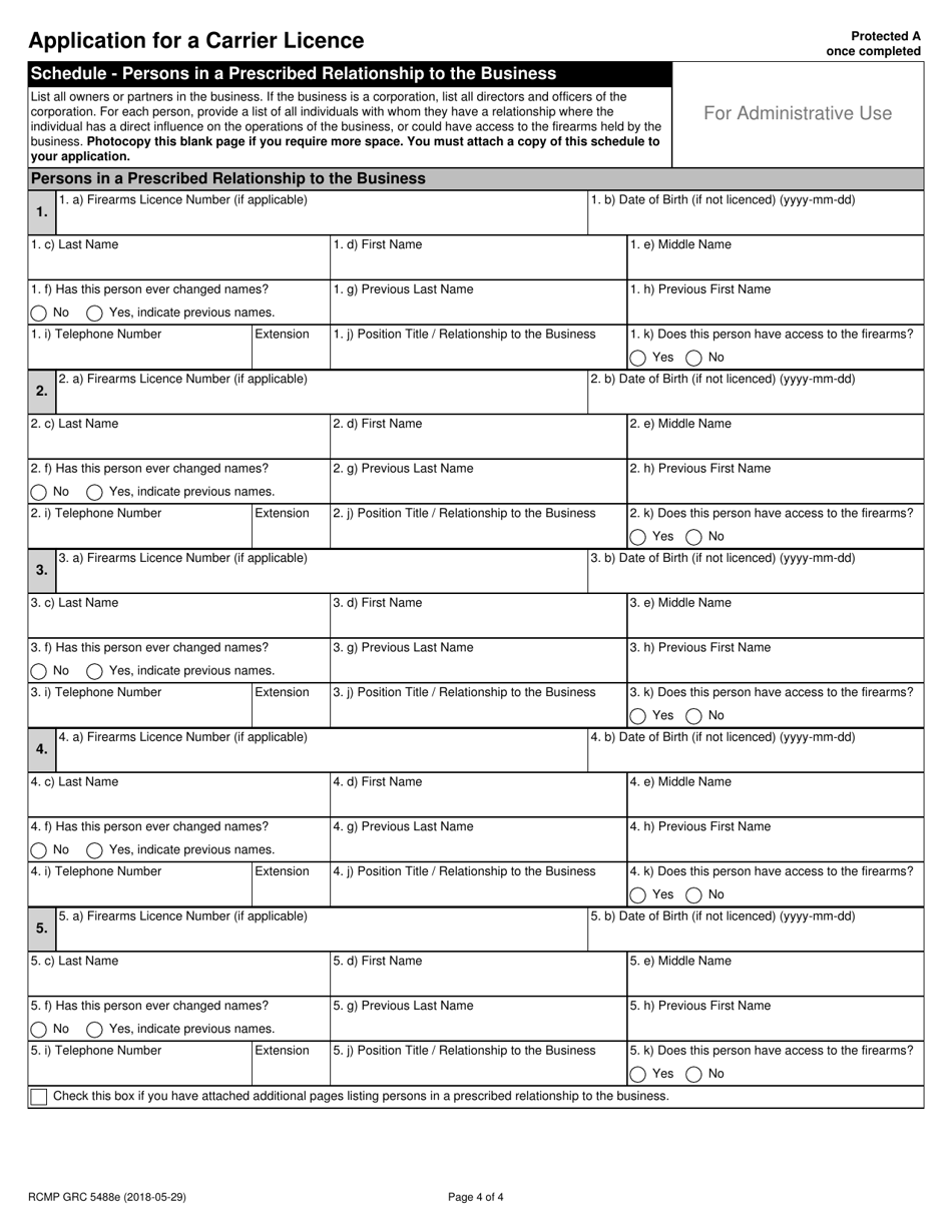 Form RCMP GRC5488 Application for a Carrier Licence - Canada, Page 6