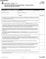 Form RCMP GRC6534E Consent to Provide a Biological Sample - Voluntary Donor - Canada, Page 4