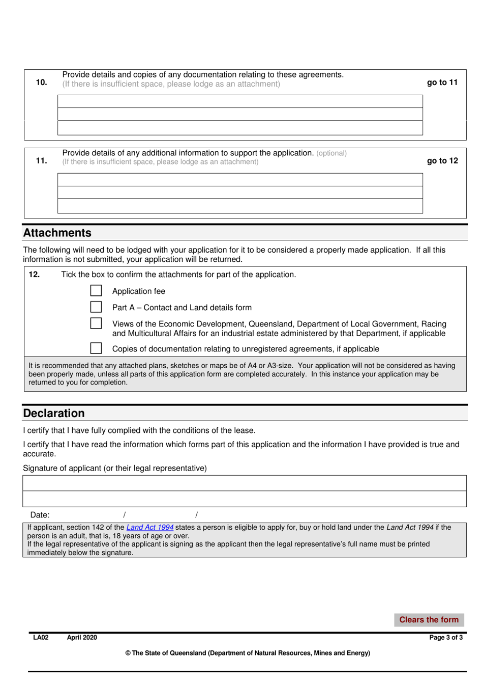 Form LA02 Part B Fill Out, Sign Online and Download Fillable PDF, Queensland Australia