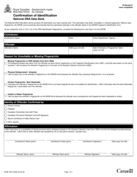 Form RCMP GRC6436 &quot;Confirmation of Identification&quot; - Canada