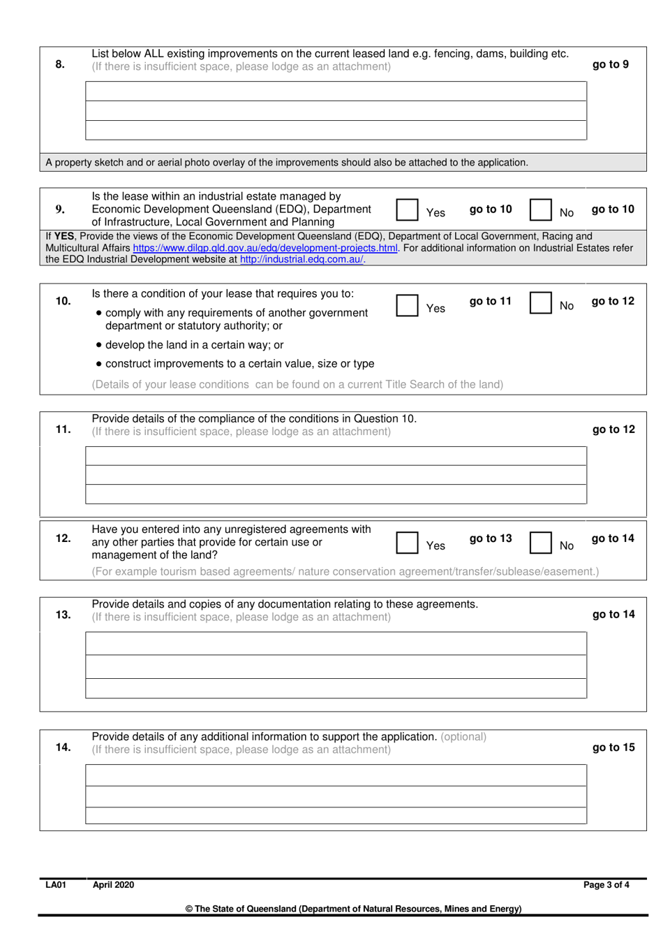 Form LA1 Part B Application for Conversion of a Lease - Queensland, Australia, Page 3