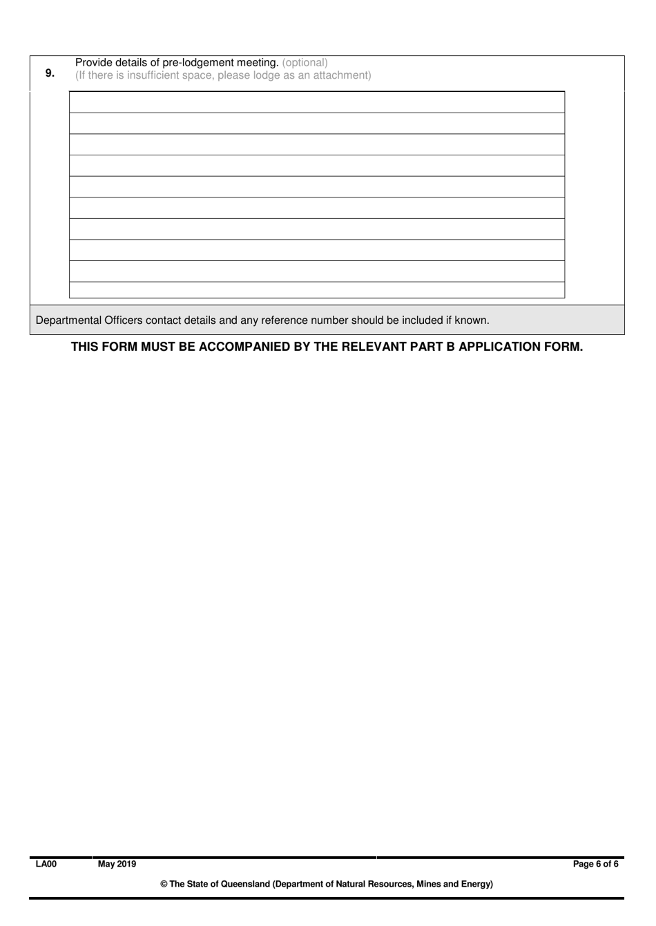 Form LA00 Part A Application Form Contact and Land Details - Queensland, Australia, Page 6