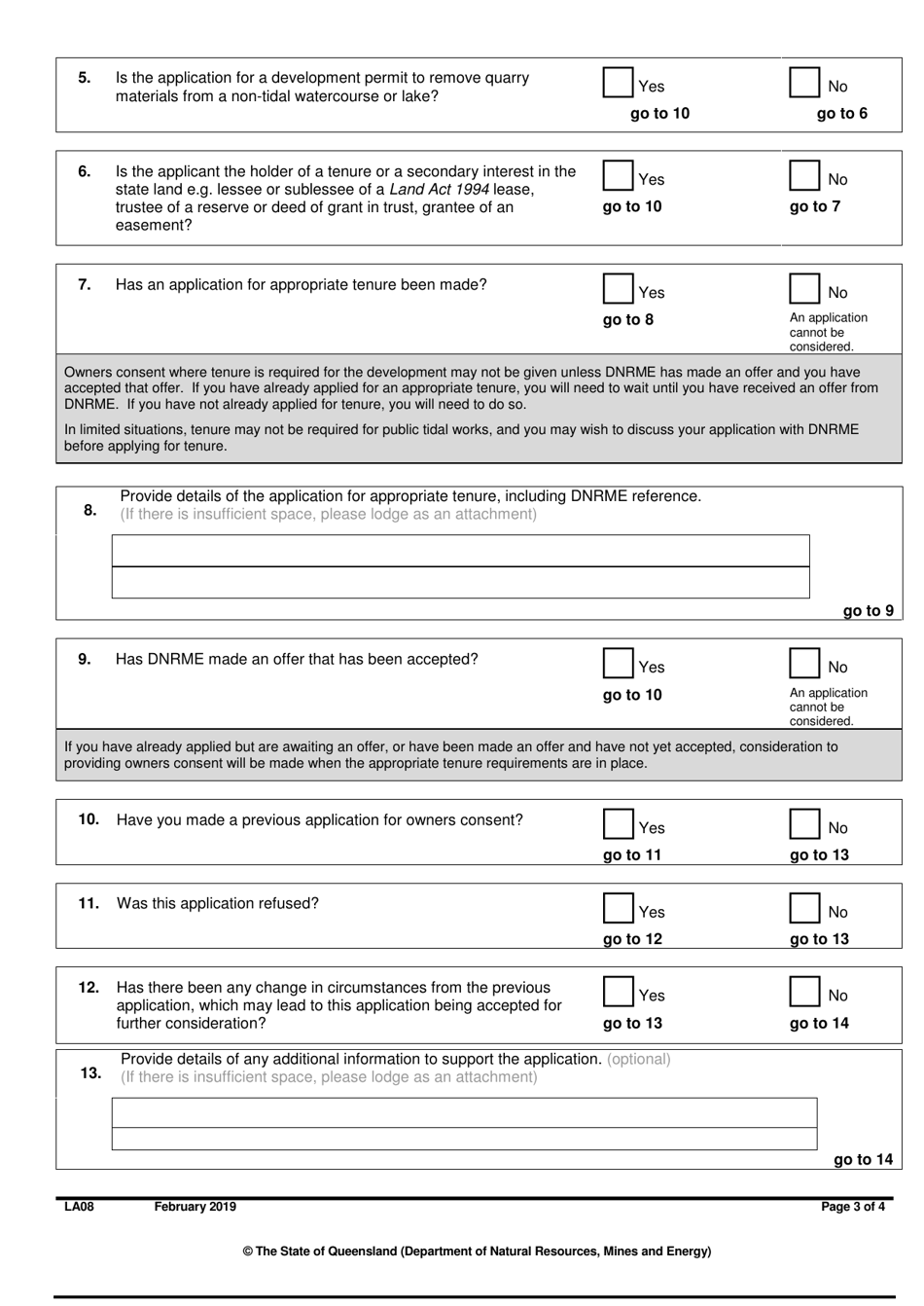 Form LA08 Part B Application for Owners Consent to Development Applications - Queensland, Australia, Page 3