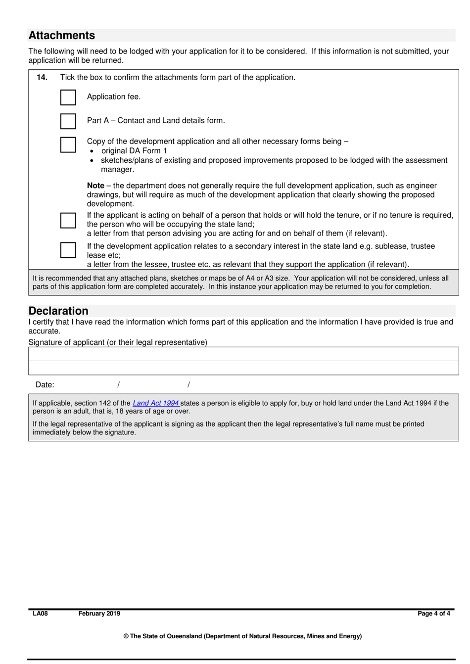Form LA08 Part B Application for Owners Consent to Development Applications - Queensland, Australia, Page 4