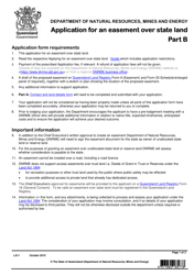 Form LA11 Part B Application for an Easement Over State Land - Queensland, Australia