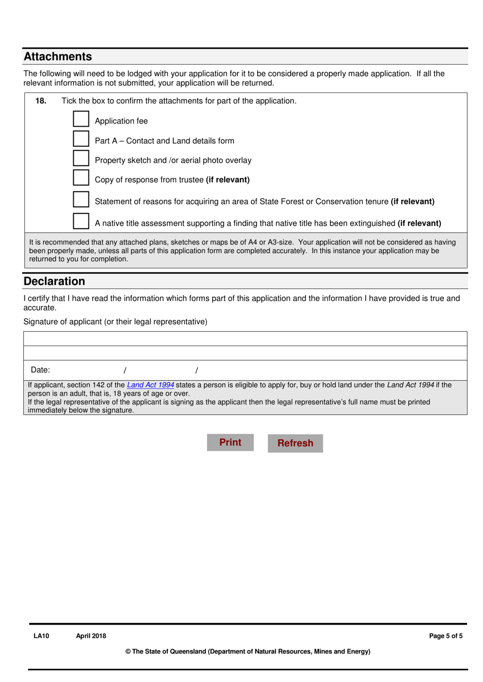 Form LA10 Part B Application to Purchase or Lease State Land - Queensland, Australia, Page 5
