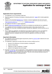 Document preview: Form LA21 Part B Application for Exchange of Land - Queensland, Australia