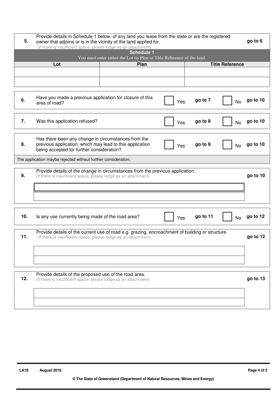 Form LA18 Part B Application for Road Closure - Queensland, Australia, Page 4