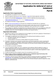 Document preview: Form LA24 Part B Application for Deferral of Rent or Instalment - Queensland, Australia