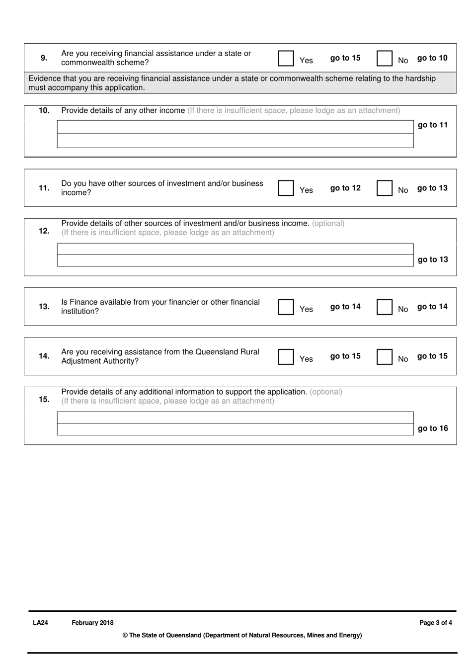Form LA24 Part B Application for Deferral of Rent or Instalment - Queensland, Australia, Page 3