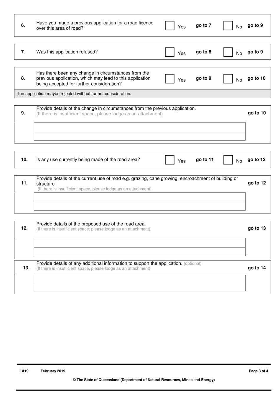 Form LA19 Part B Application for Road Licence - Queensland, Australia, Page 3