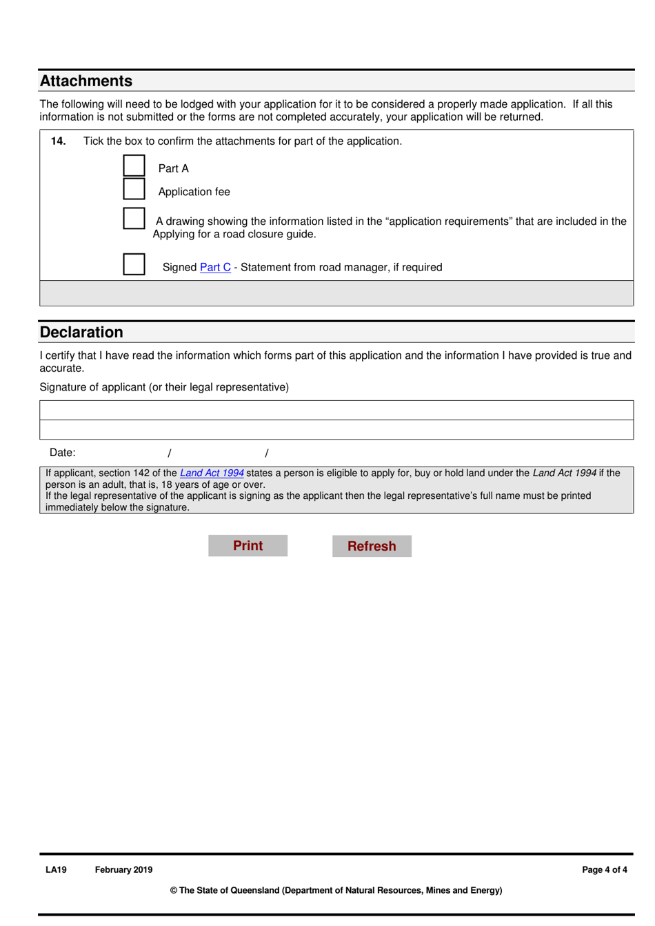 Form LA19 Part B Application for Road Licence - Queensland, Australia, Page 4