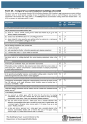 Form 24 Temporary Accommodation Buildings Checklist - Queensland, Australia