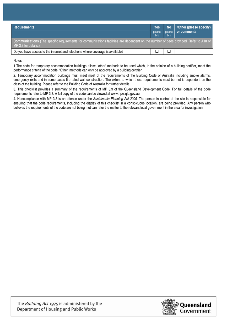 Form 24 Temporary Accommodation Buildings Checklist - Queensland, Australia, Page 3