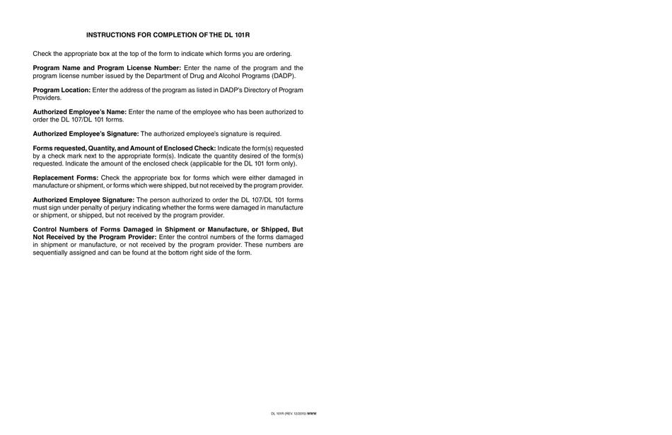 Form DL101R Request for Dui Program Forms - California, Page 2