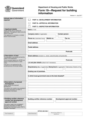 Form 19 Request for Building Information - Queensland, Australia