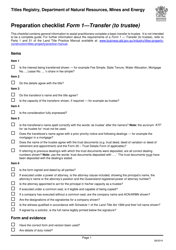 Form 1 Preparation Checklist - Transfer (To Trustee) - Queensland, Australia