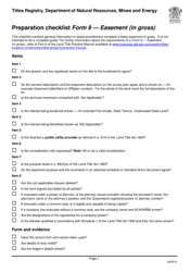 Document preview: Form 9 Preparation Checklist - Easement (In Gross) - Queensland, Australia