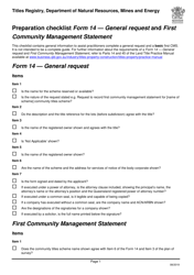Form 14 Preparation Checklist - General Request and First Community Management Statement - Queensland, Australia