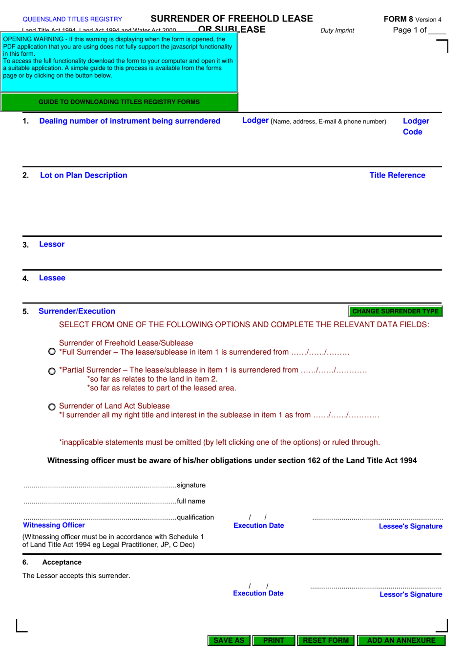 Form 8 Fill Out, Sign Online and Download Fillable PDF, Queensland Australia Templateroller