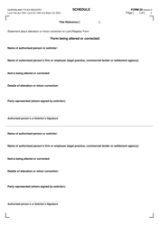 Document preview: Form 20 Schedule (Annexure, Alteration/Minor Correction) - Queensland, Australia
