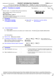 Document preview: Form 24 Property Information (Transfer) - Queensland, Australia