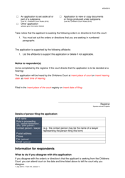 Form 44 Application in a Proceeding - Queensland, Australia, Page 2