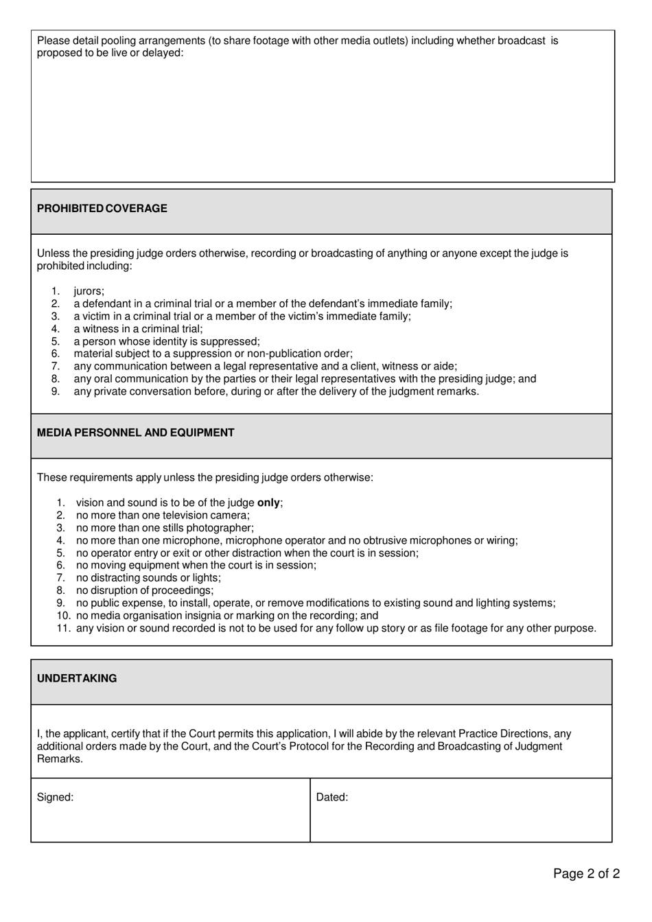 Application to Record / Broadcast Judgment Remarks - Queensland, Australia, Page 2