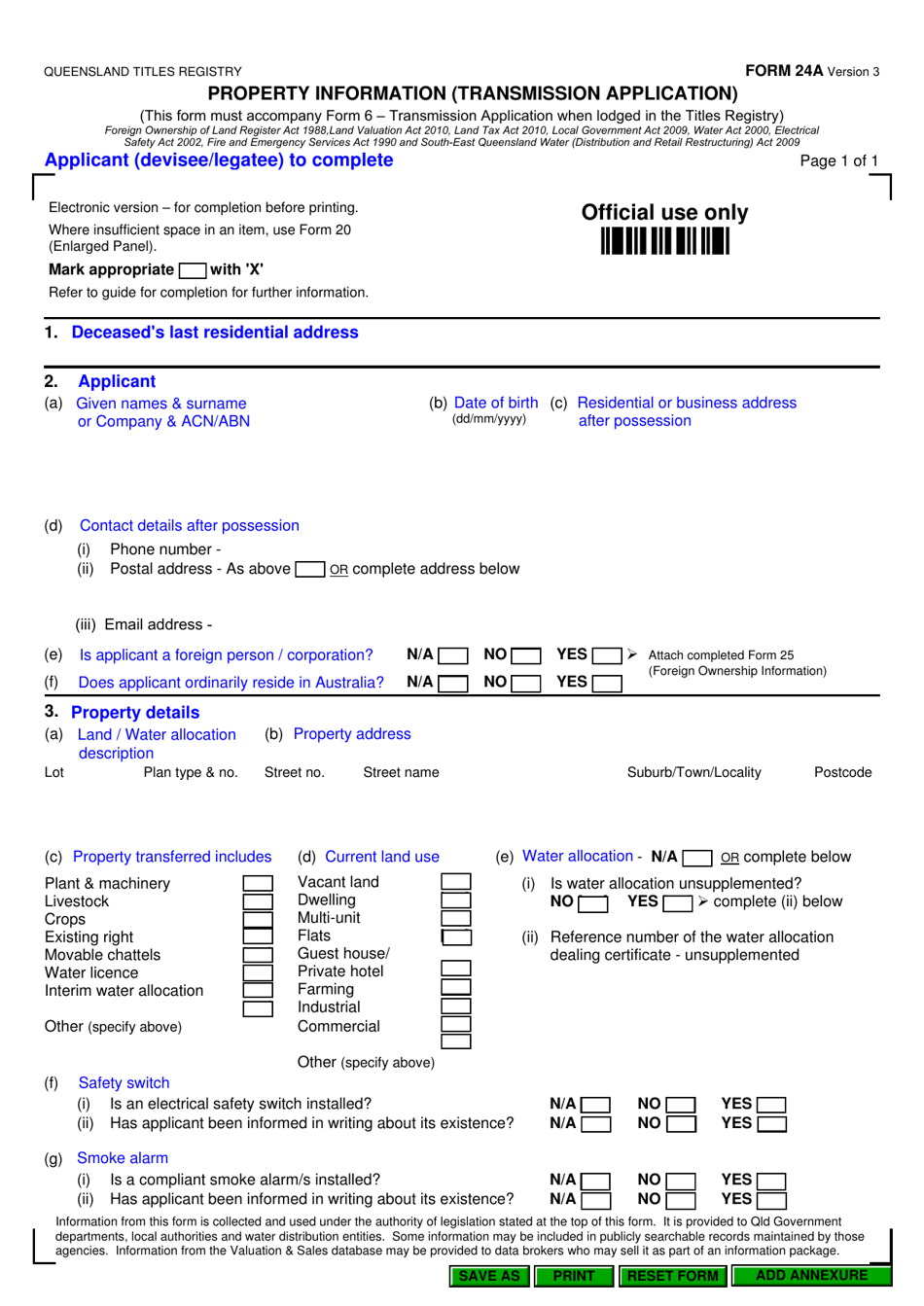Form 24A Fill Out, Sign Online and Download Fillable PDF, Queensland