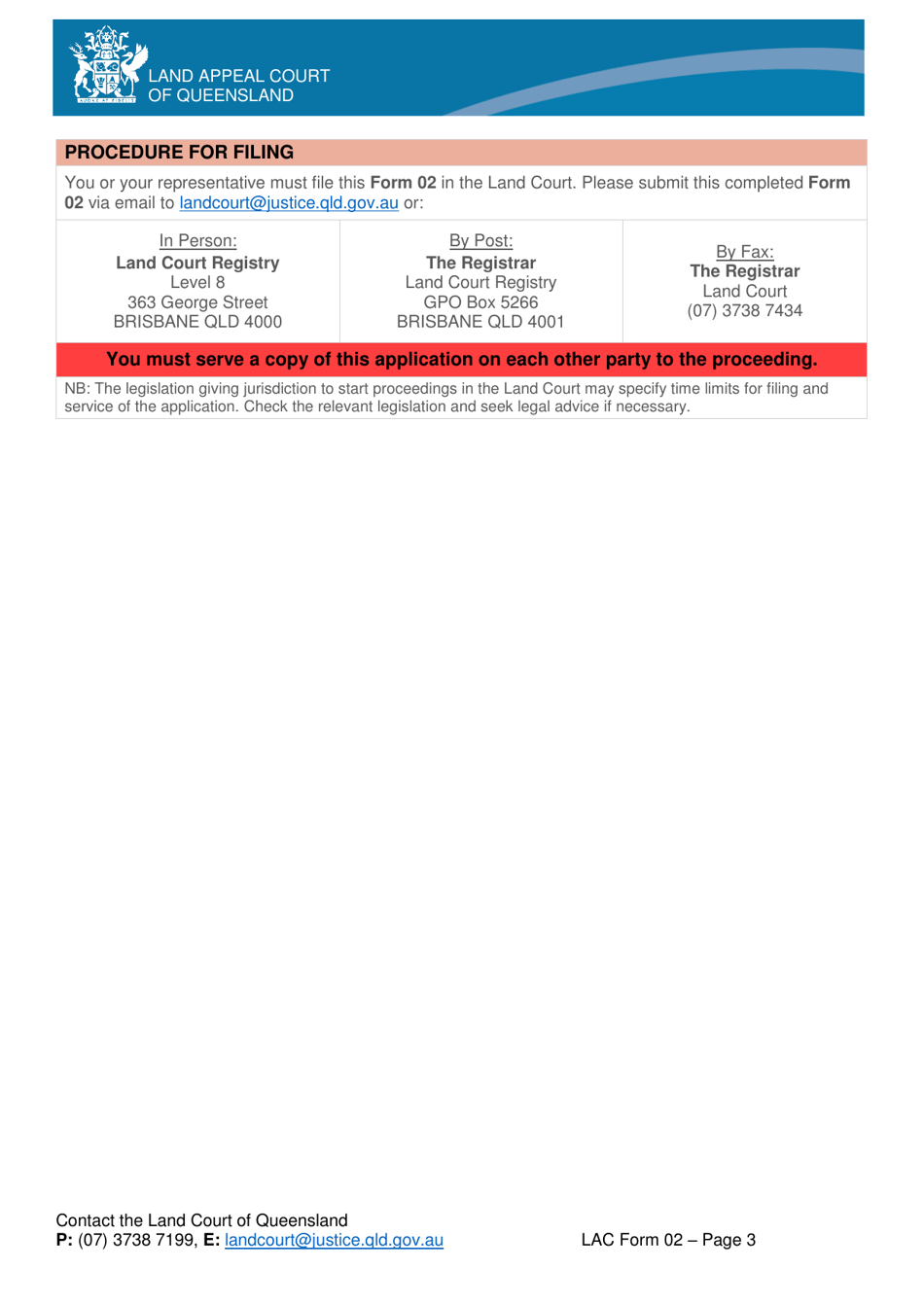 Form 02 General Application - Queensland, Australia, Page 3