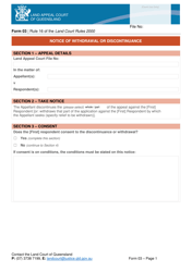 Form 03 Notice of Withdrawal or Discontinuance - Queensland, Australia