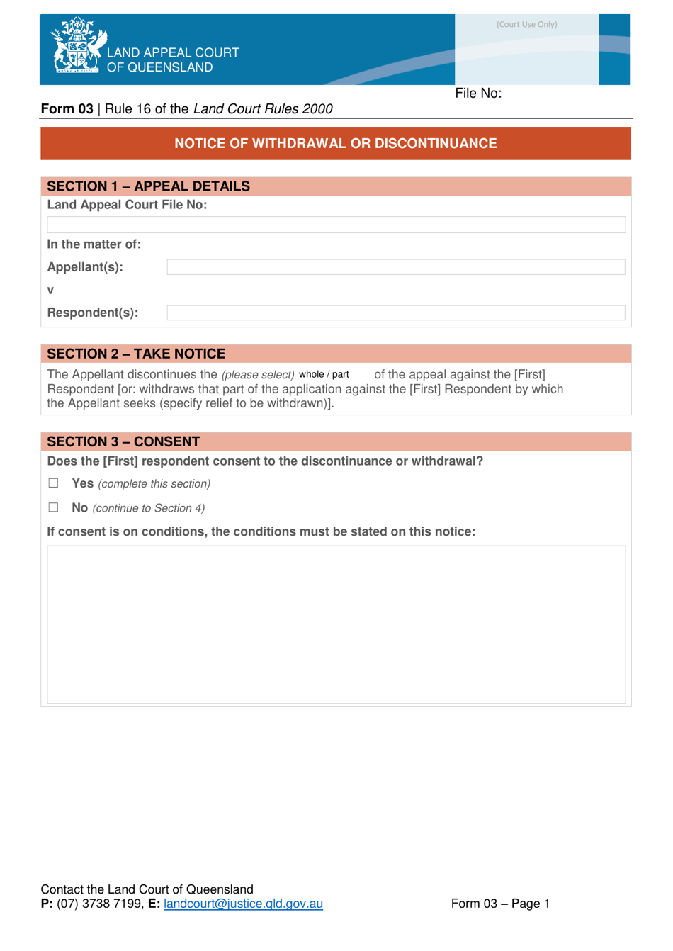 Form 03 - Fill Out, Sign Online and Download Fillable PDF, Queensland ...