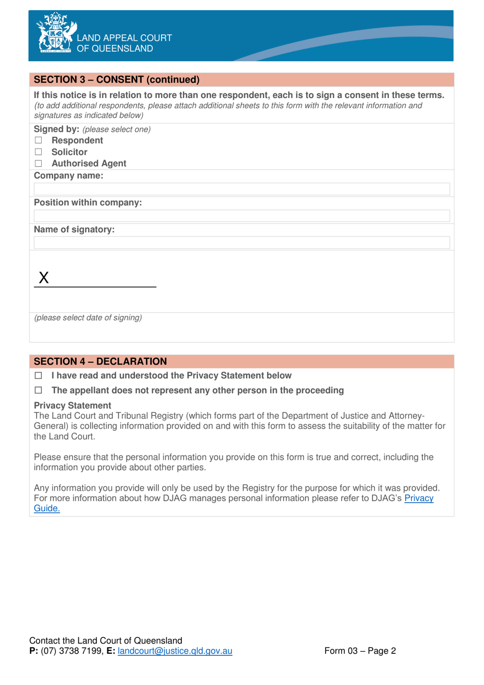 Form 03 - Fill Out, Sign Online and Download Fillable PDF, Queensland ...