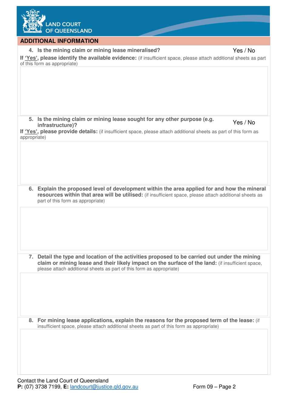 Form 09 Applicants Referral Statement - Queensland, Australia, Page 2
