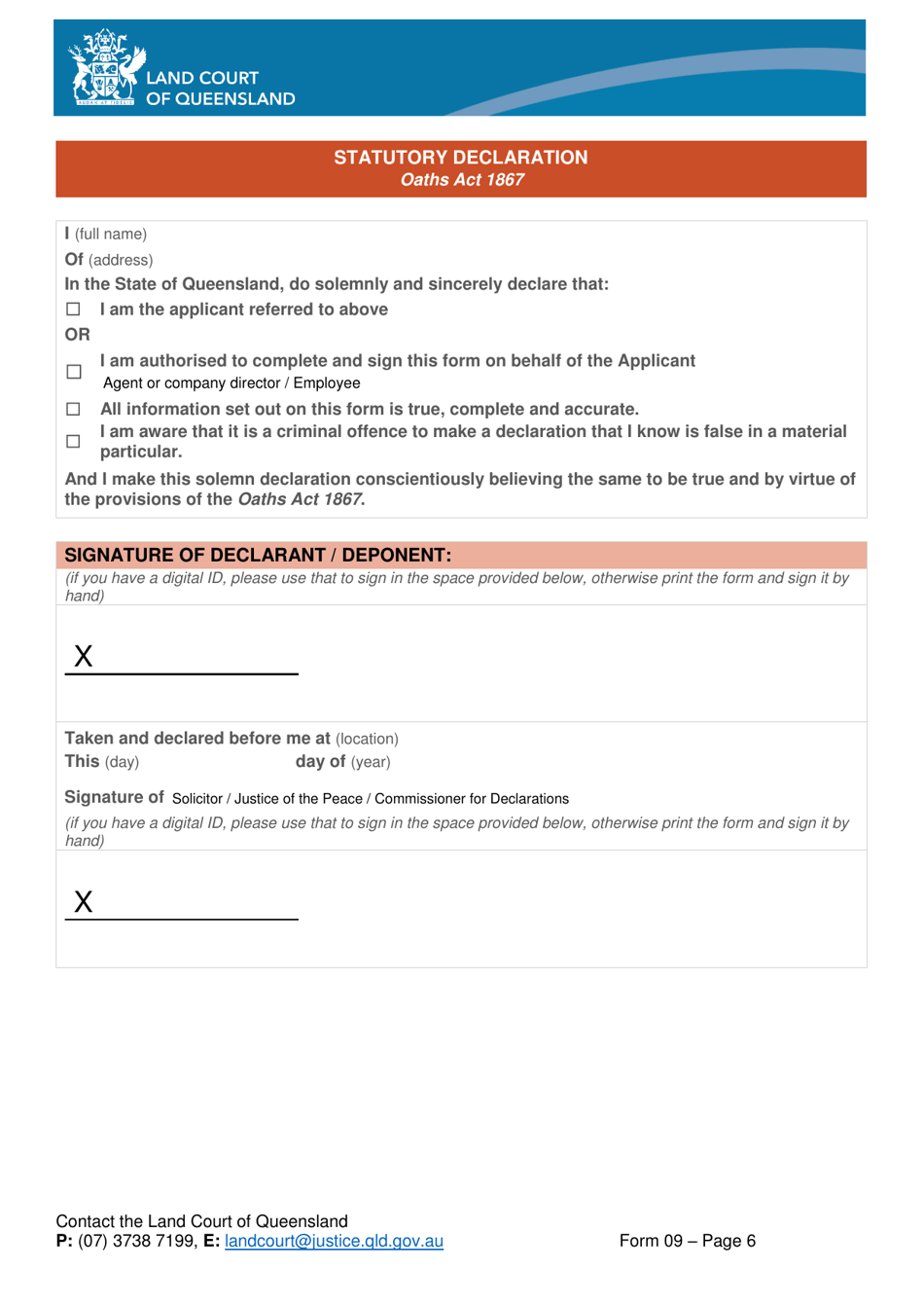 Form 09 Applicants Referral Statement - Queensland, Australia, Page 6